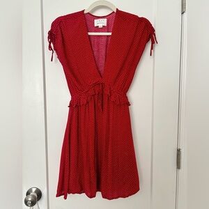 Red and white polka dot dress